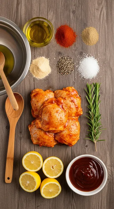 BBQ Boneless Chicken Thighs - cooking process