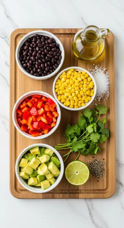 Black Bean Salad – Fresh Healthy Recipe - ingredients preparation
