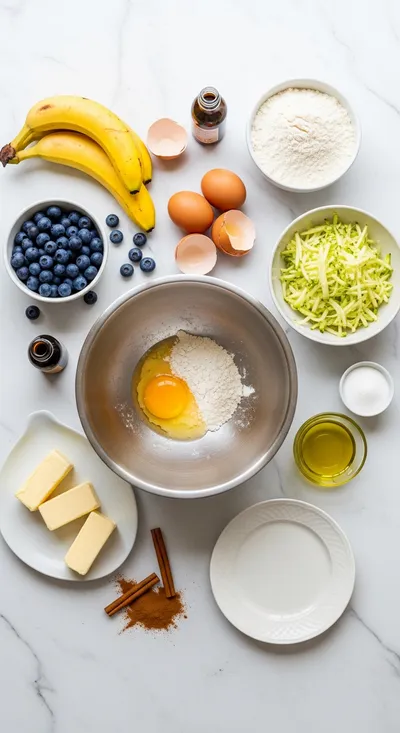 Blueberry Banana Zucchini Bread - cooking process