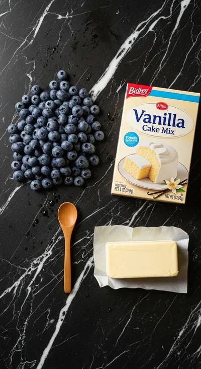 3-Ingredient Blueberry Dump Cake - cooking process