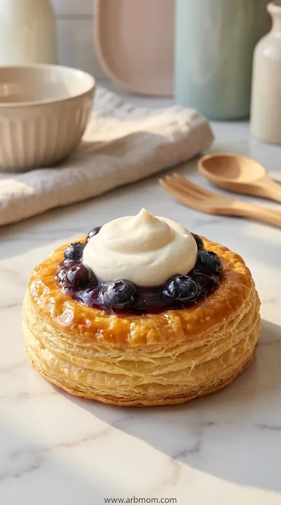Blueberry Pastry Rings with Vanilla Cream Filling