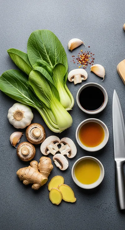 Bok Choy and Mushroom Stir Fry - ready to serve