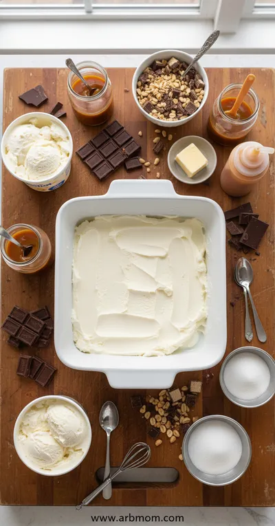 Buster Bar Ice Cream Cake - cooking process