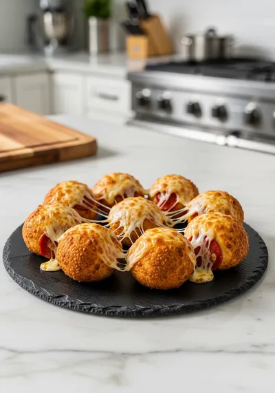 Cheesy Garlic Beef Pepperoni Pizza Bombs
