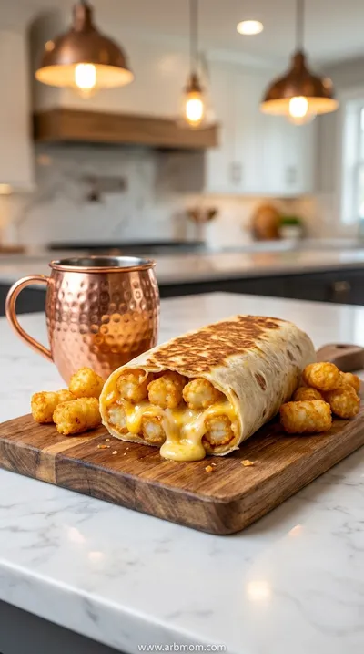 Cheesy Potato Burritos with Crispy Tater Tots
