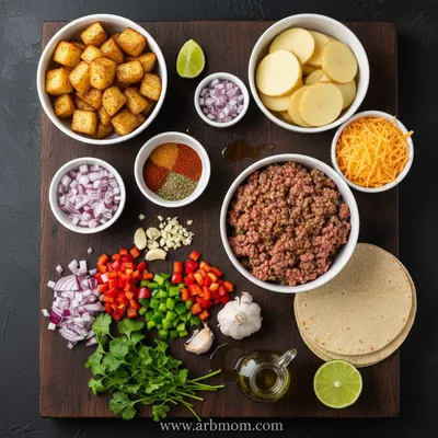Cheesy Taco Potatoes Bake With Ground Beef - cooking process