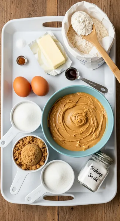 Chewy Peanut Butter Cookies - cooking process