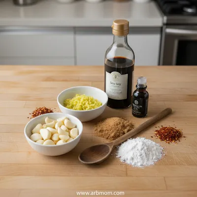 Chinese Garlic Sauce – Best Brown Stir Fry - ingredients preparation