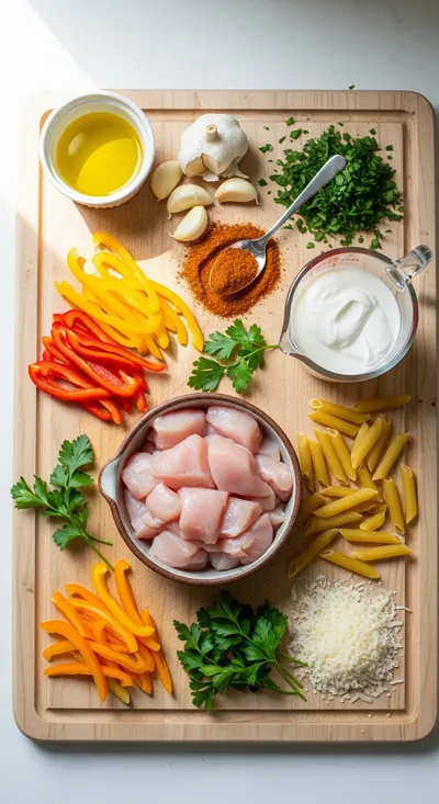 Creamy Cajun Chicken Pasta with Peppers - cooking process