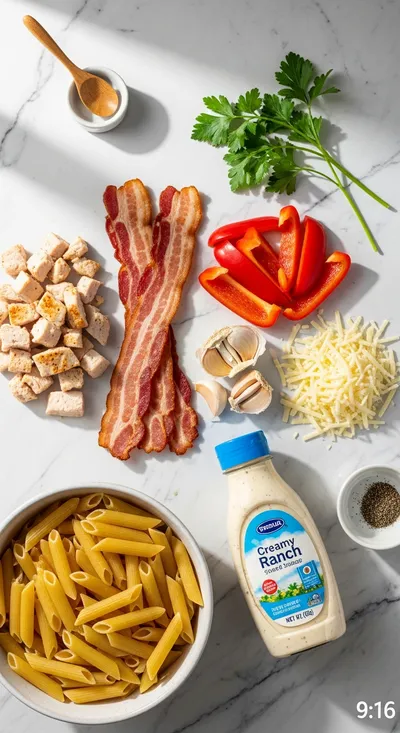 Creamy Chicken Bacon Ranch Pasta Recipe - cooking process