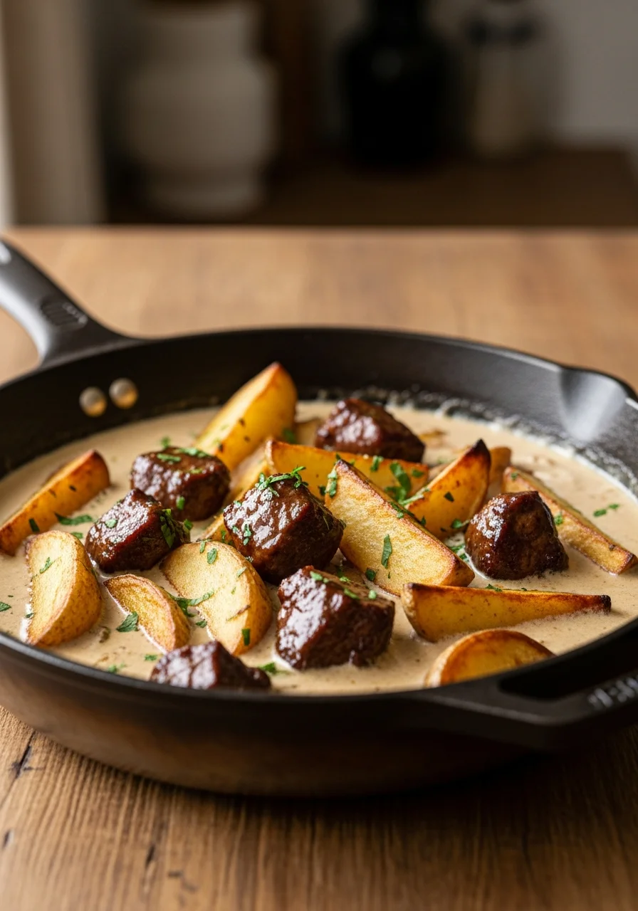 Creamy Meat and Potato Skillet – Easy One-Pan Meal