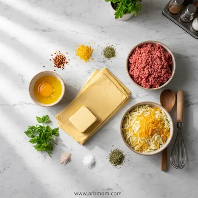 Crispy Beef & Cheese Puff Pastry Stacks - cooking process