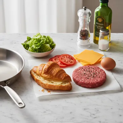 Croissant Smash Burgers - cooking process