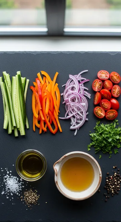 Cucumber and Sweet Pepper Salad Recipe - cooking process