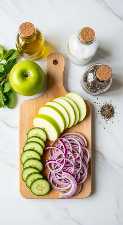 Fresh Cucumber Apple Salad Recipe - ingredients preparation