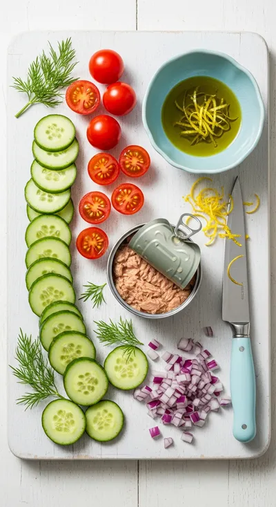 Cucumber Bites with Tuna - cooking process