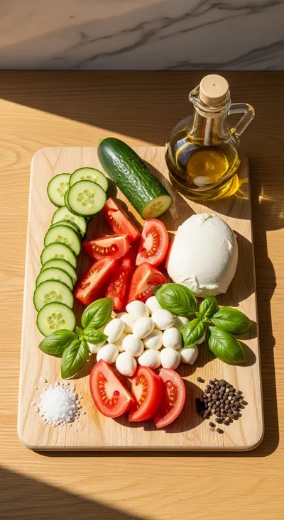 Easy Cucumber Caprese Salad - cooking process