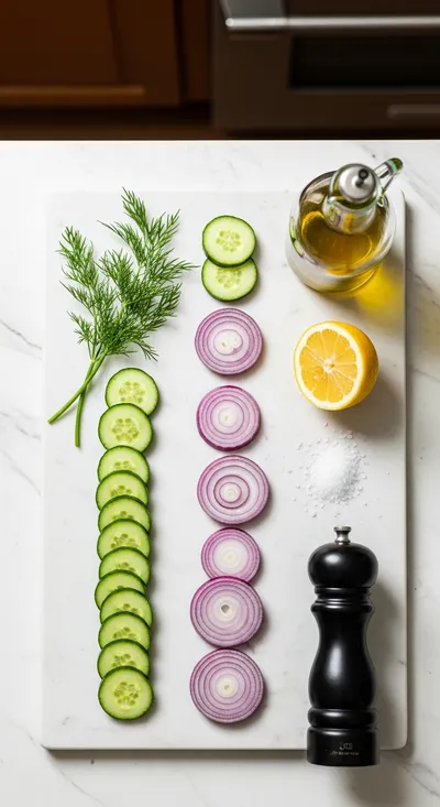 Cucumber Dill Salad – Fresh & Easy Veggie Dish - ingredients preparation