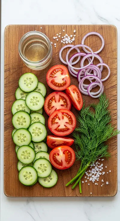Cucumber Tomato Onion Salad - Easy Summer Side Dish - cooking process