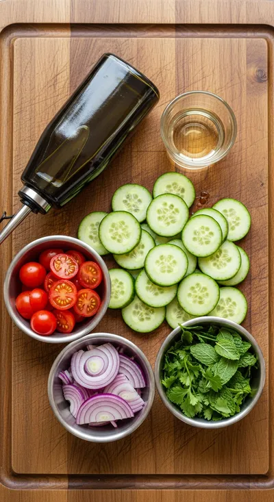 Cucumber Tomato Onion Salad – Easy Summer Side Dish - cooking process