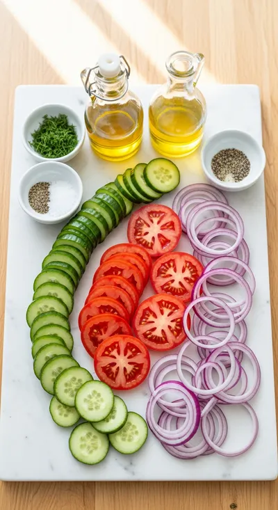 Cucumber Tomato Salad – Fresh, Easy & Flavorful - cooking process
