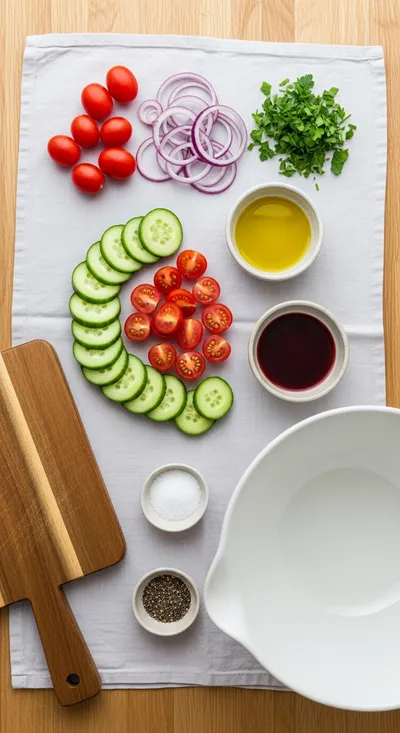 Cucumber Tomato Salad – Fresh, Easy & Flavorful Side - cooking process
