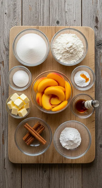 Double Crust Peach Cobbler - ingredients preparation