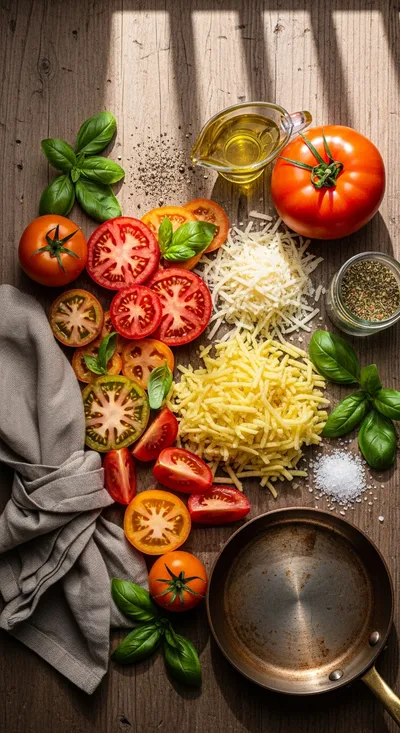 Heirloom Tomato Pie Casserole with Savory Potato Crust - cooking process