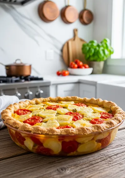 Heirloom Tomato Pie Casserole with Savory Potato Crust