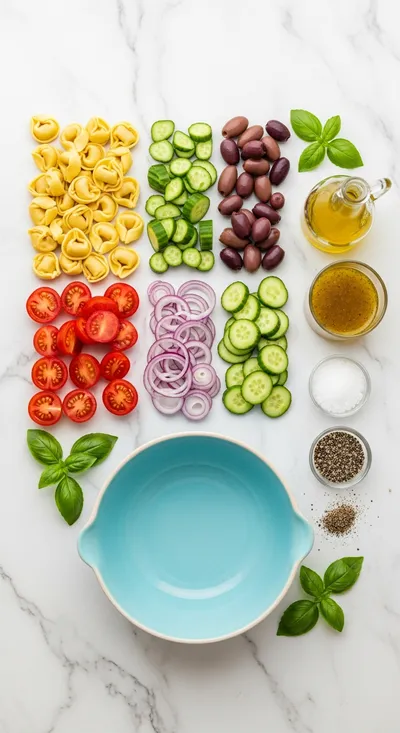 Italian Tortellini Pasta Salad – Easy Mediterranean Recipe - cooking process