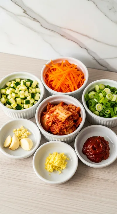 Korean Veggie Fritters with Creamy Gochujang Sauce - cooking process