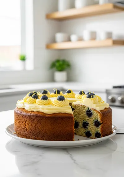 Lemon Blueberry Zucchini Cake with Lemon Frosting