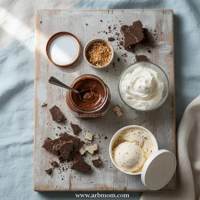 Nutella Crunch Ice Cream Cake - cooking process