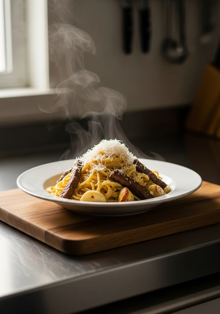 One Pan Garlic Parmesan Beef Ranch Spaghetti