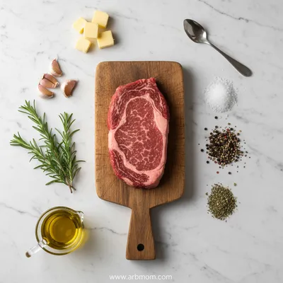 Pan Seared Steak With Garlic Butter - cooking process