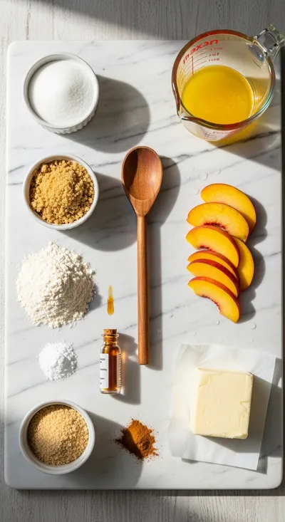 Peach Cobbler Recipe – Easy Homemade Dessert - ingredients preparation