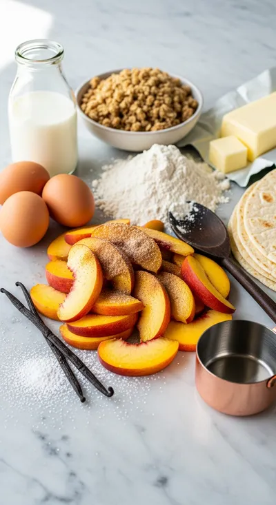 Peach Cobbler Egg Rolls with Vanilla Bean Sauce - cooking process
