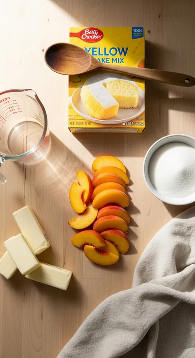 Peach Cobbler with Cake Mix – Easy 4‑Ingredient Dessert - cooking process