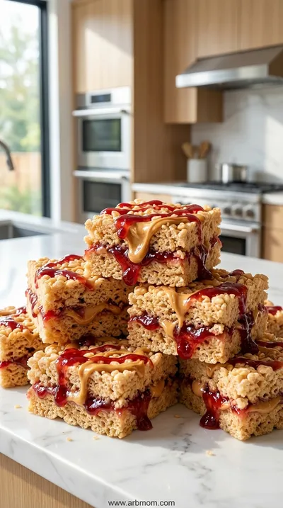 Peanut Butter and Jelly Rice Krispie Treats