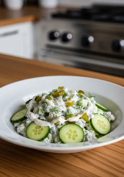 Pickle Juice Ranch Cucumber Salad – Creamy & Tangy Side