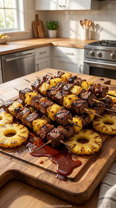Pineapple BBQ Beef Skewers