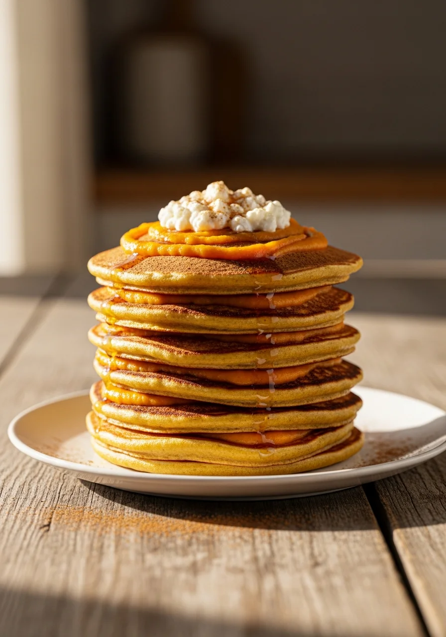 Pumpkin Cottage Cheese Pancakes