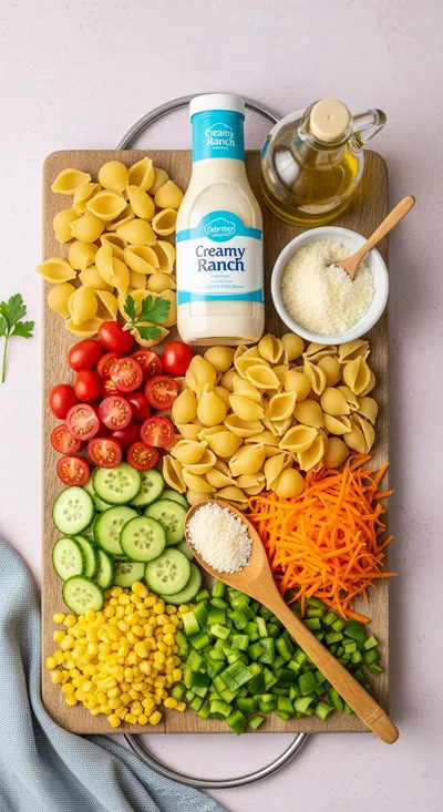 Ranch Pasta Salad - ingredients preparation