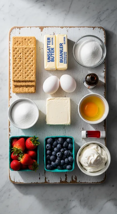 Red, White and Blue Cheesecake Bars - cooking process