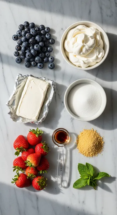 Red White and Blue Cheesecake Salad - cooking process