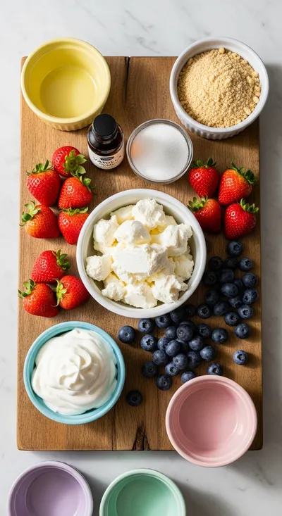 Red White and Blue Cheesecake Salad - ready to serve