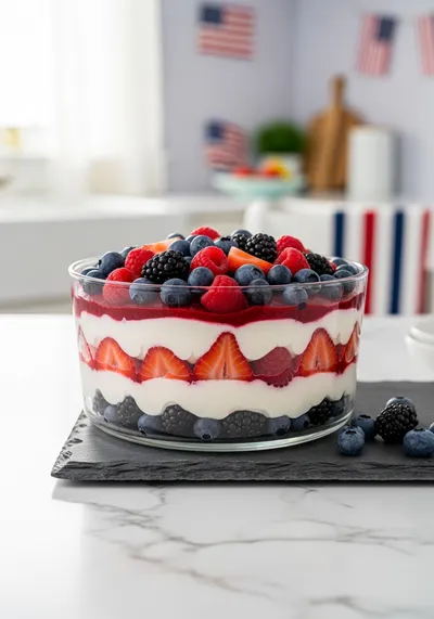 Red White & Blue Mixed Berry No‑Bake Dessert