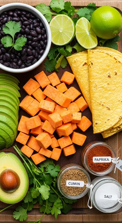 Roasted Sweet Potato Tacos - cooking process