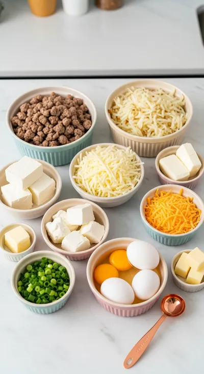 Sausage, Egg, and Cream Cheese Hashbrown Casserole - cooking process