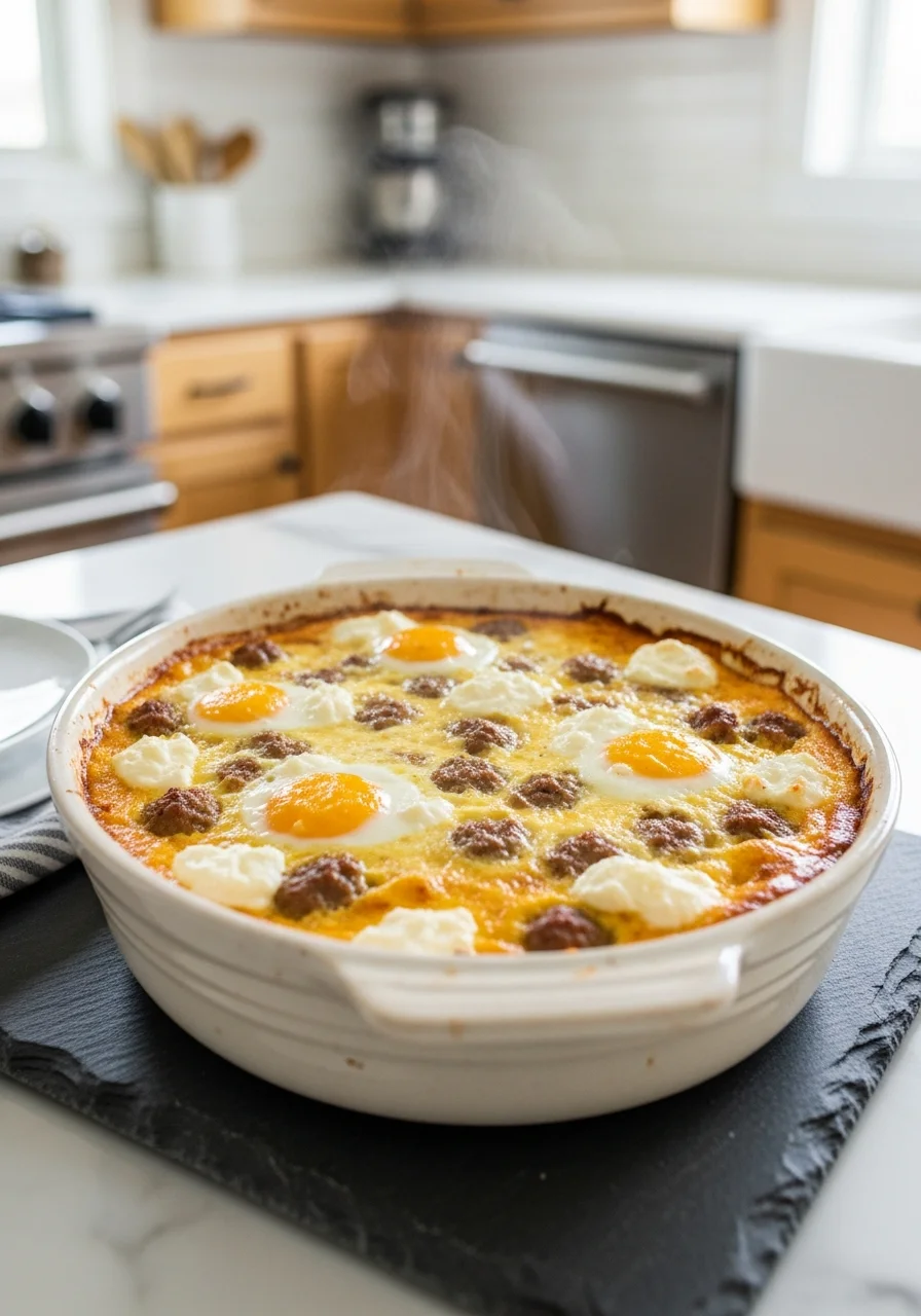 Sausage, Egg, and Cream Cheese Hashbrown Casserole